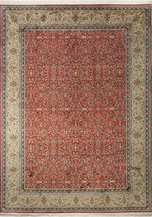 Kashan 9x12 Silk Red and Pistachio Green