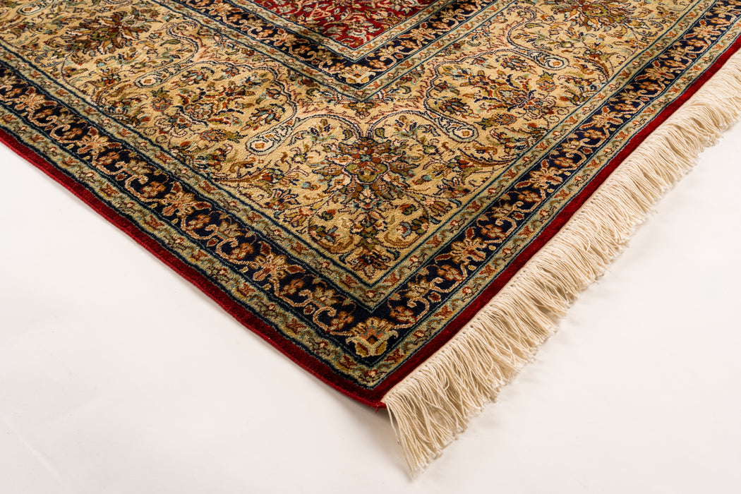 Kashan 9x12 Silk Red and Pistachio Green