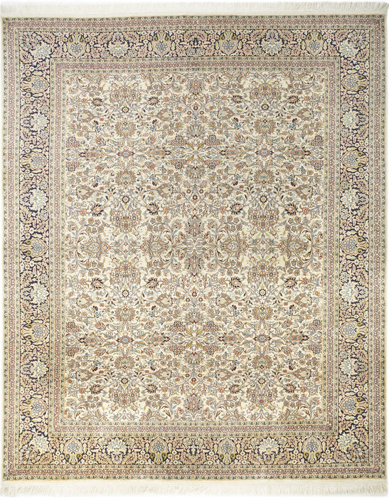 8x10 Kashan Ivory Silk