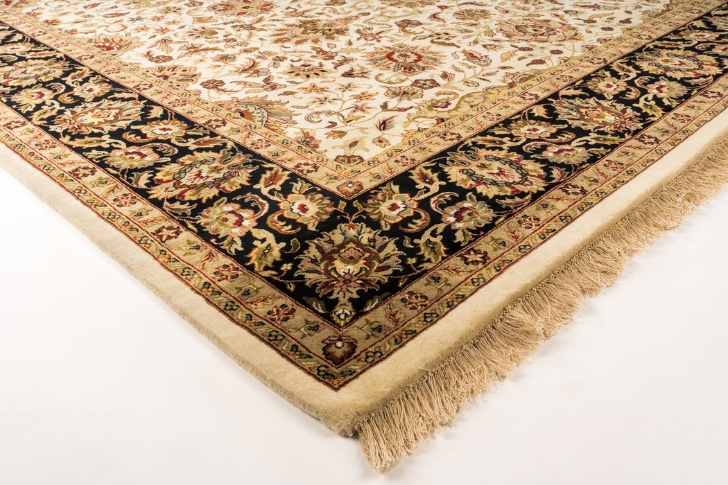 Indo Persian 8x10 Ivory/Black Wool and Silk