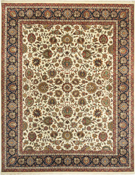 Mashhad 8x10 Ivory/Navy Blue Wool