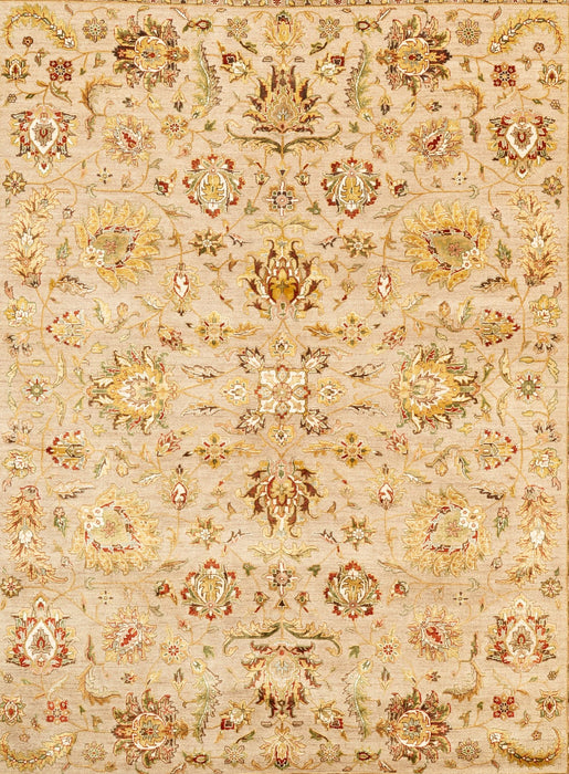 New Mashad 8x10 Ivory/Brown Wool and Silk