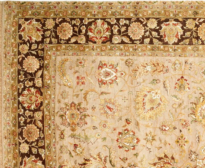 New Mashad 8x10 Ivory/Brown Wool and Silk