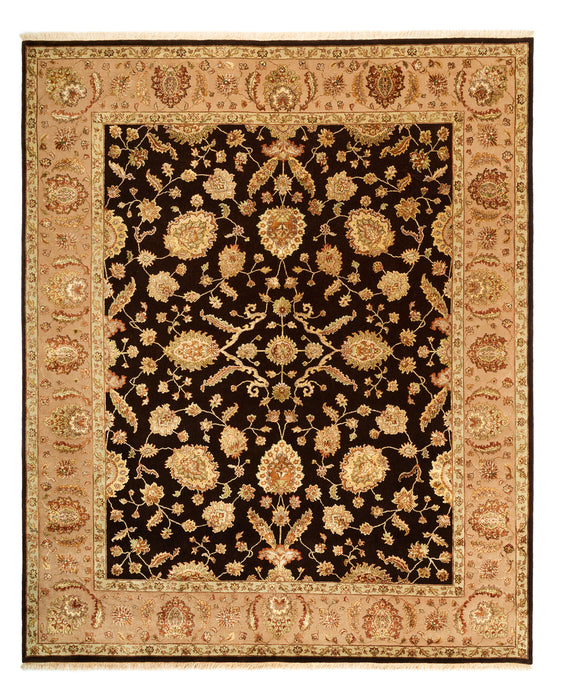 Kashmir 8x10 Collection Brown/Sand Wool and Silk Embossed