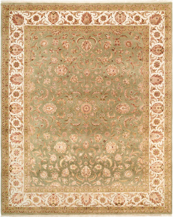 Agra 8x10 Beige/Light Green Wool and Silk