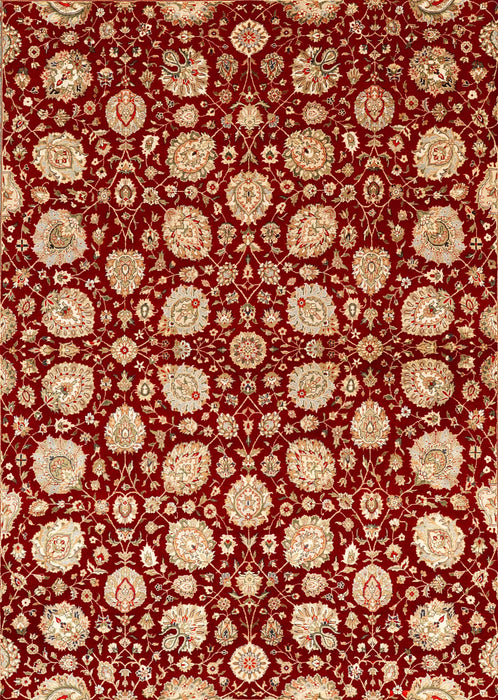 Indo Persian 8x10 Burgundy/Beige Wool and Silk