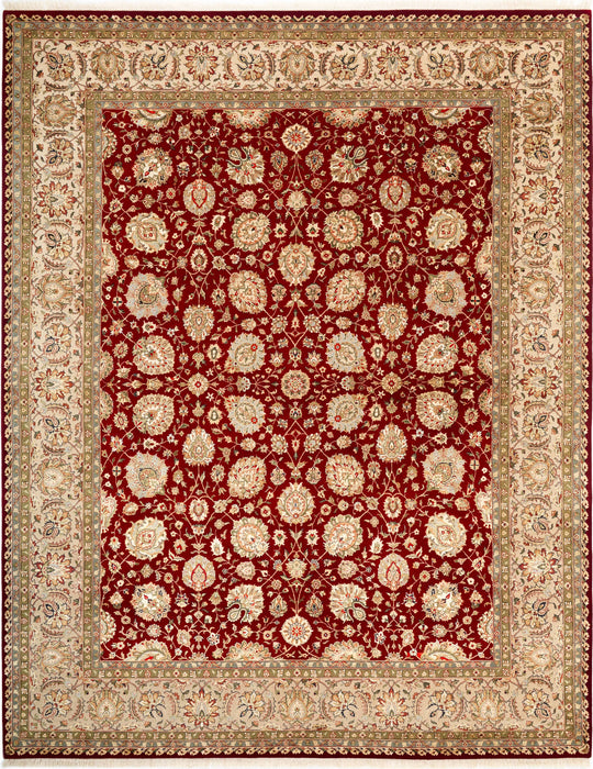 Indo Persian 8x10 Burgundy/Beige Wool and Silk