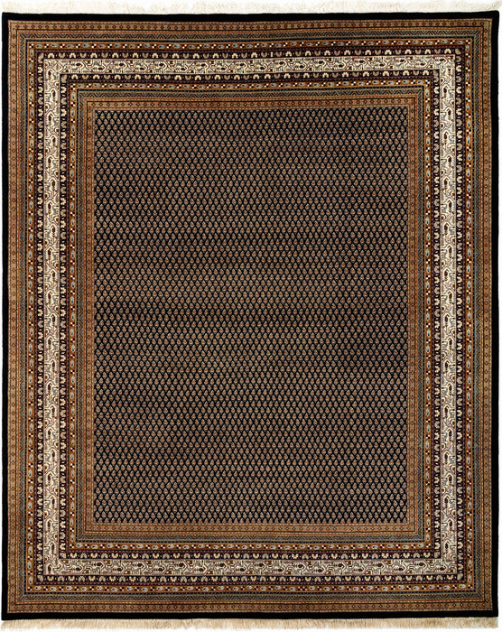 Mir 8x10 Black/Cream Wool and Silk