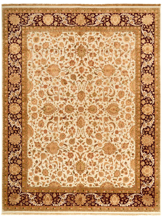 Old Isfahan 8x10 Ivory/Red Wool and Silk