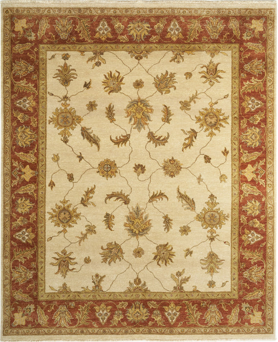 8x10 Impression Beige/Rust Ghazni and Australian Wool
