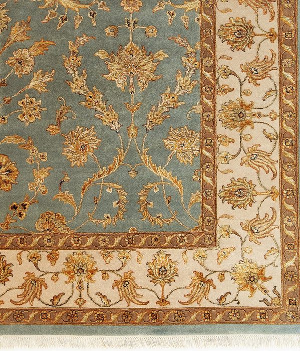 Reflection 6x9 Ivory/Light Blue Wool and Silk Embossed