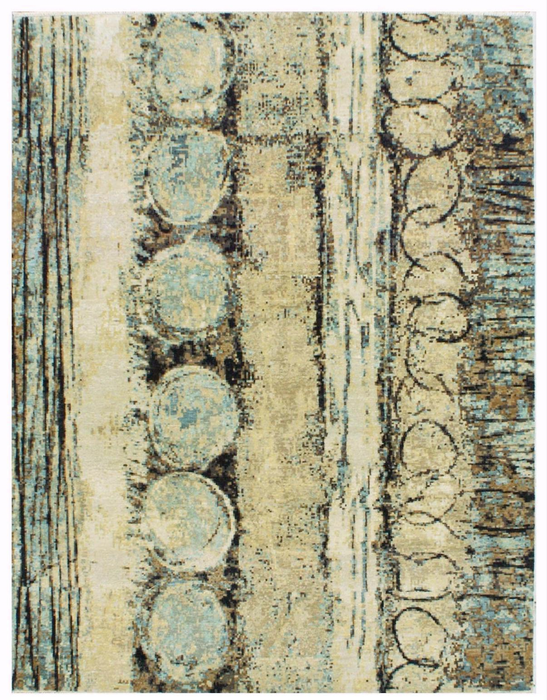 Log 8x10 Blue Multi Wool and Silk