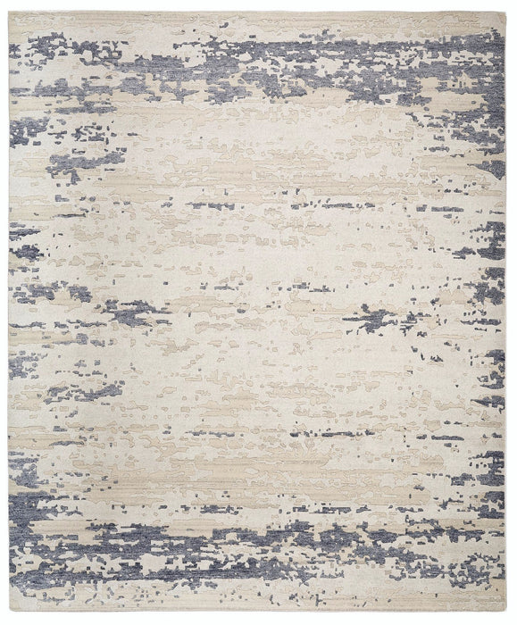 Marble 8x10 Off White/Beige/Blue Wool and Bamboo Silk