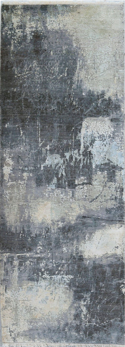 Twilight 3x8 Runner Charcoal Wool and Silk.