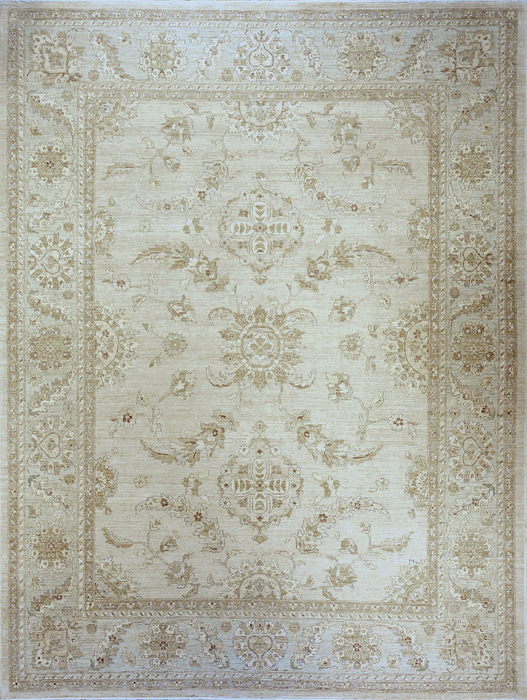 Chobi 9x12 Beige/Green Field Ghazni Wool