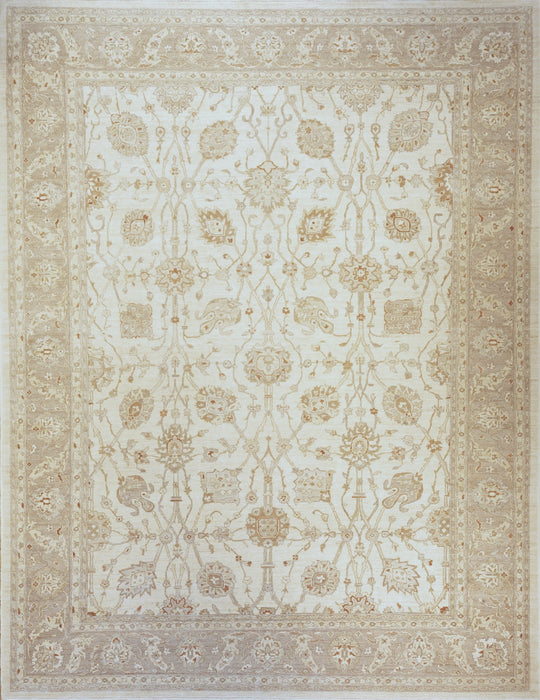 Chobi 9x12 Ivory/Dark Beige Ghazni Wool