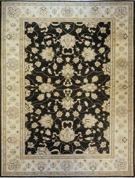 Chobi 9x12 Cream/Black Ghazni Wool