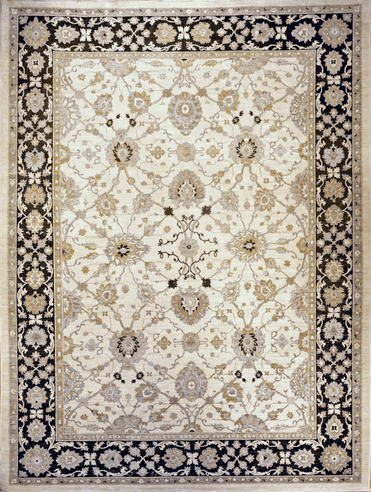 Chobi 9x12 Ivory/Blue/Black Ghazni Wool