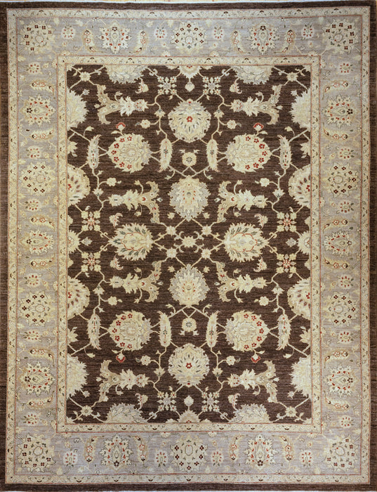 Chobi 9x12 Black Ivory and Grey Blue Ghazni Wool