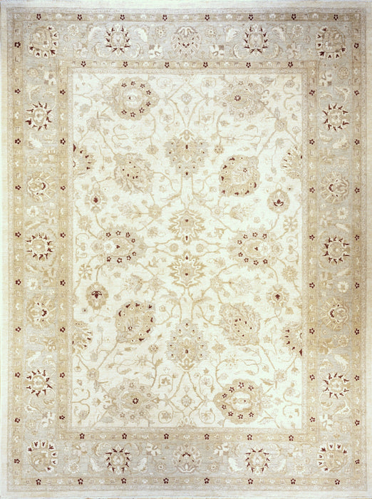 Chobi 9x12 Cream/Sea Green Ghazni Wool