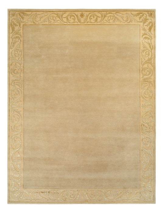 Taj Gold Border 9x12 Wool and Silk