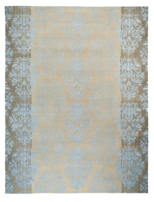 Sky Border 9x12 Wool and Bamboo Silk touch.