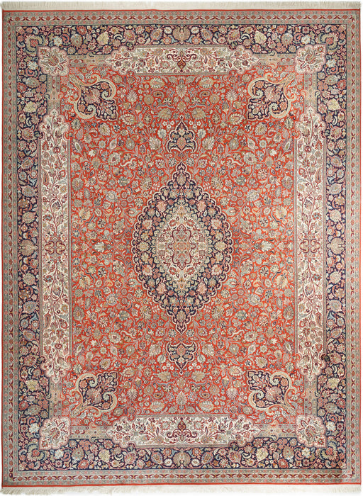Kashan 9x12 Silk Red/Ivory