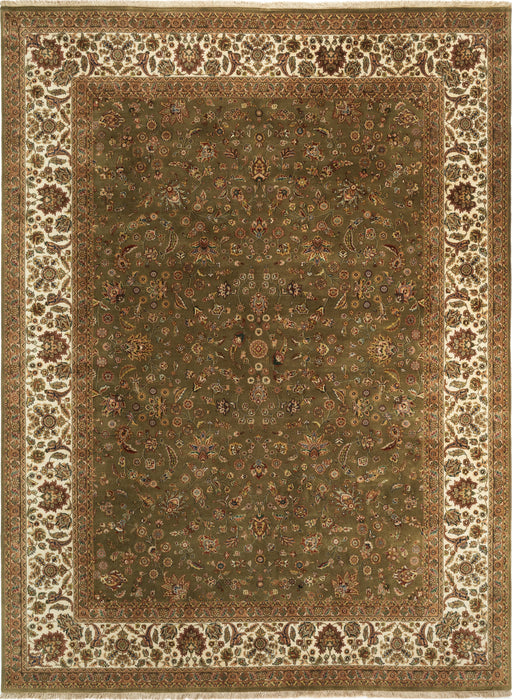 9x12 Indo-Persian Benares Green/Cream Wool