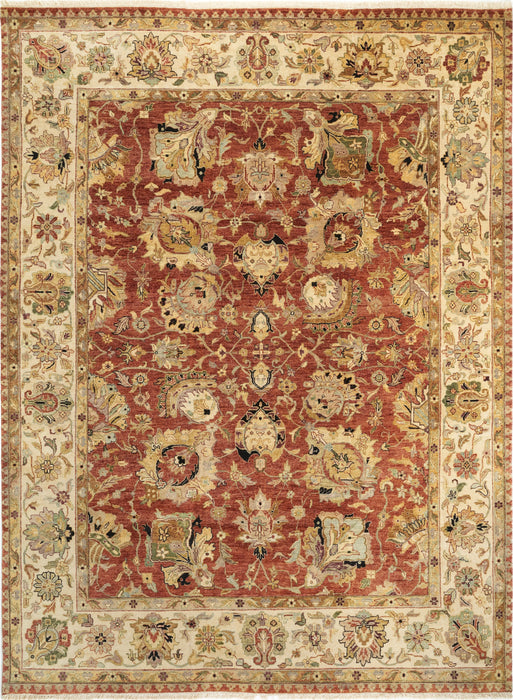 Indo Persian 9x12 Rust/Ivory Wool