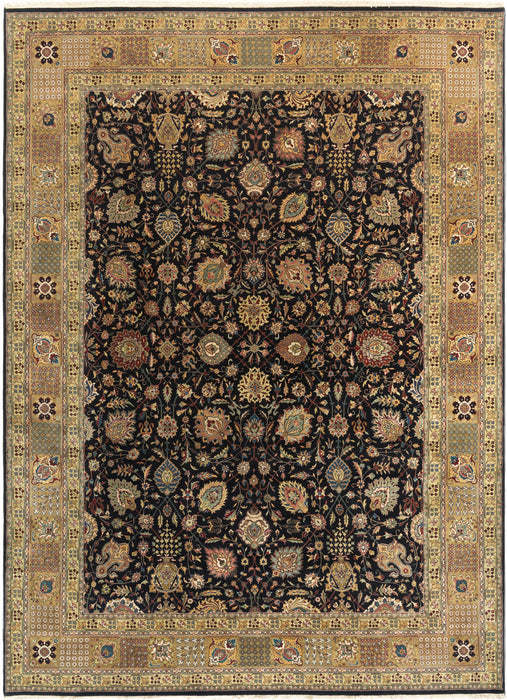 Tabriz 9x12 Black/Light Gold Wool