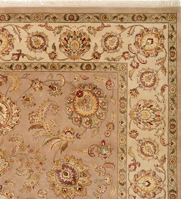 Indo Persian 9x12 Beige/Brown Wool and Silk.