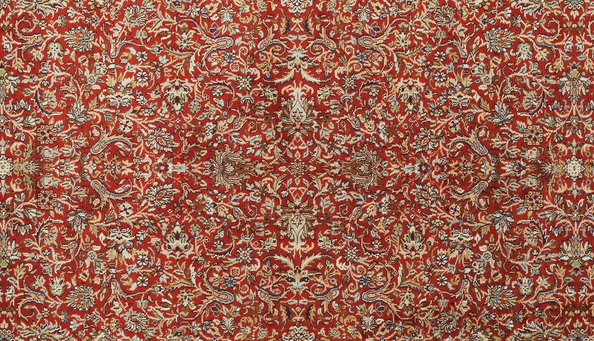 Kashan 9x12 Silk Red and Pistachio Green