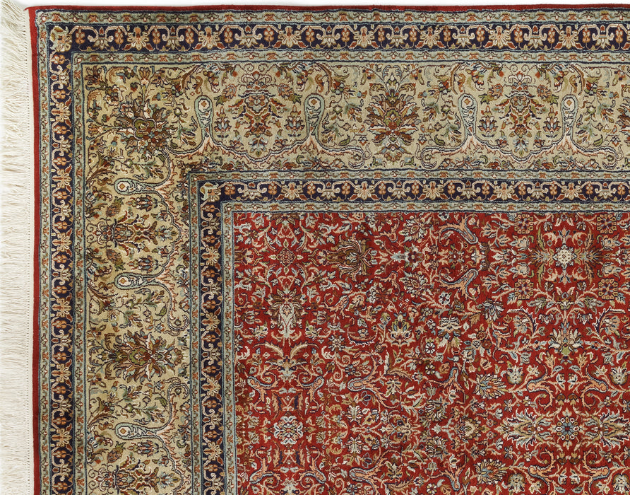 Kashan 9x12 Silk Red and Pistachio Green