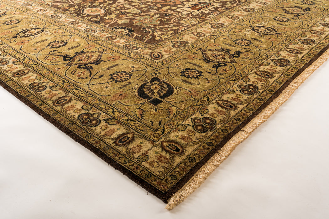 Agra Kashan 9x12 Brown/Gold Ghazni Wool