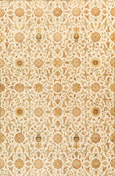 New Kashan 9x12 Beige/Light Green Wool and Silk