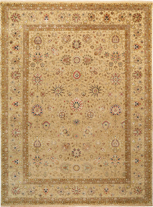 Indo Persian 9x12 Camel/Beige Wool and Silk