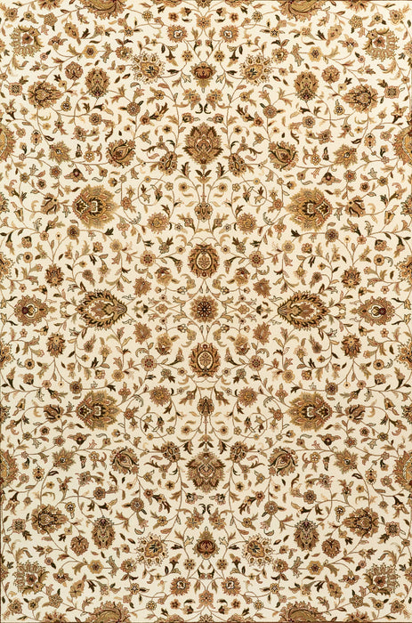 Kashan 9x12 Beige/Light Gold Wool and Silk