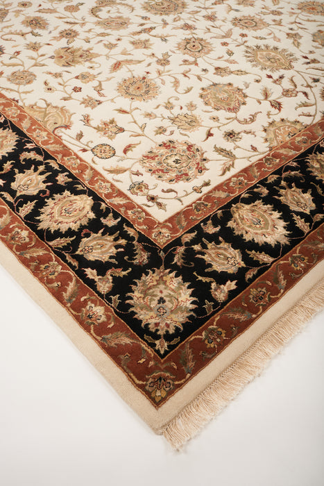 Mashhad 9x12 Beige/Black Wool and Silk