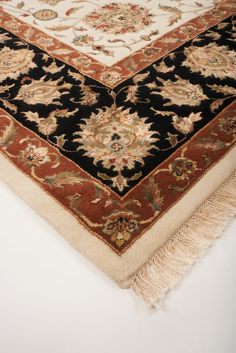 Mashhad 9x12 Beige/Black Wool and Silk