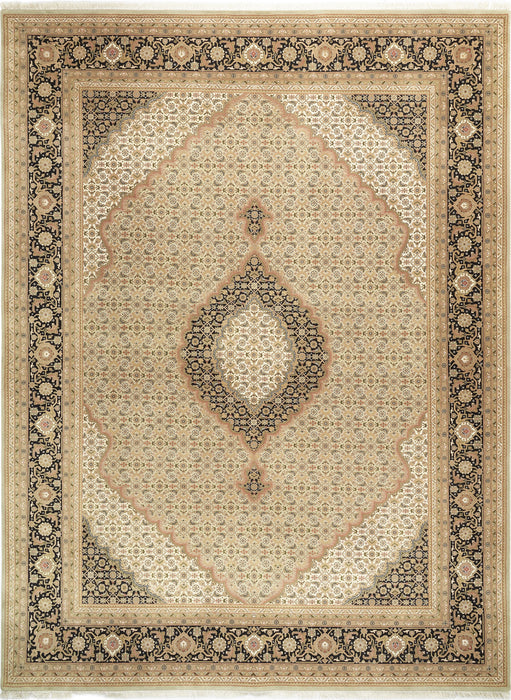 Tabriz 9x12 Olive/Black Wool and Silk