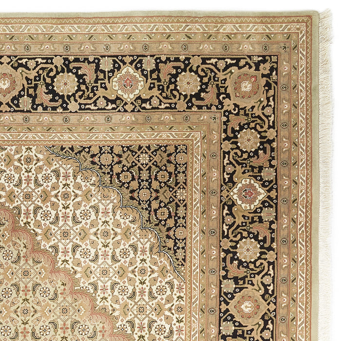 Tabriz 9x12 Olive/Black Wool and Silk