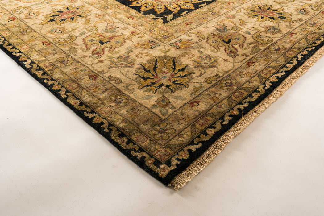 Agra Collection 9x12 Black/Ivory Wool