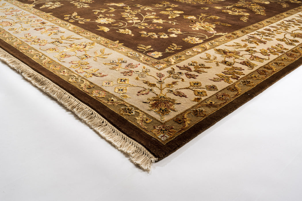 Reflections 9x12 Ivory/Brown Wool and Chinese Silk Embossed