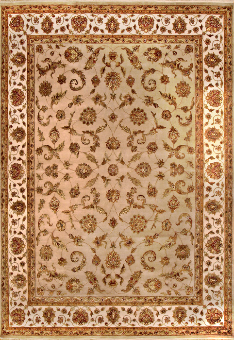 Elegance 9x12 Camel/Ivory Wool and Silk Embossed