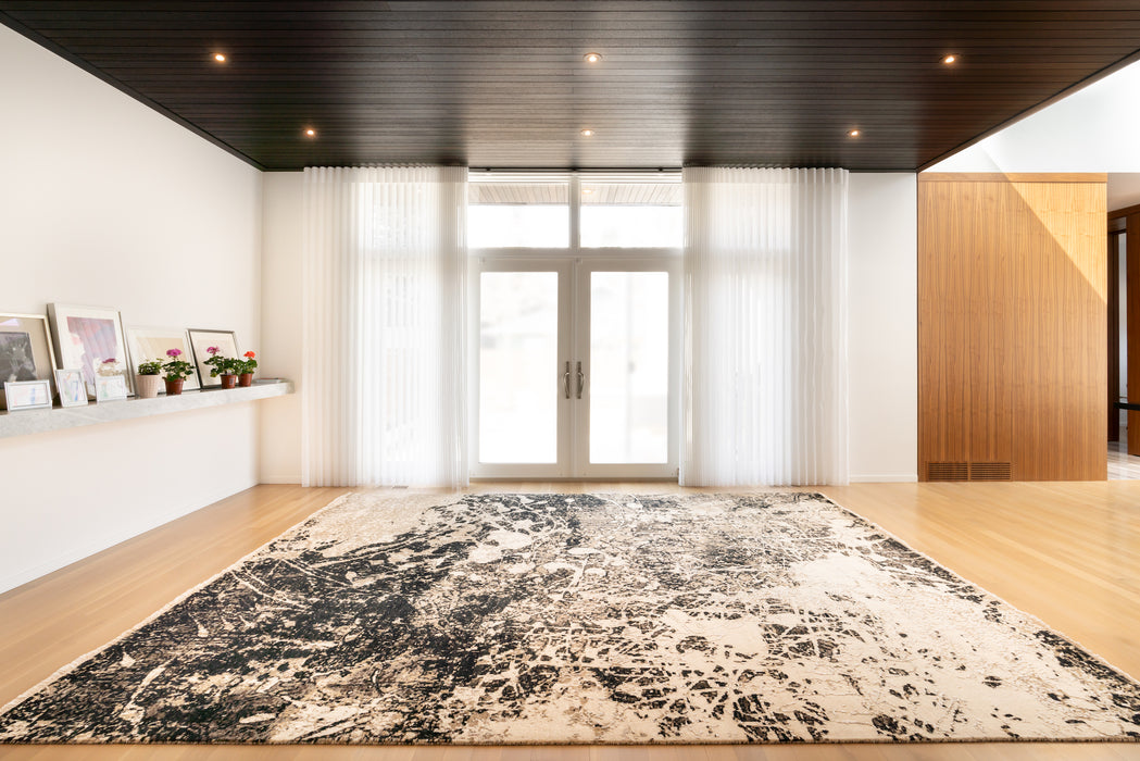 Urbane Cream Black Wool and Silk