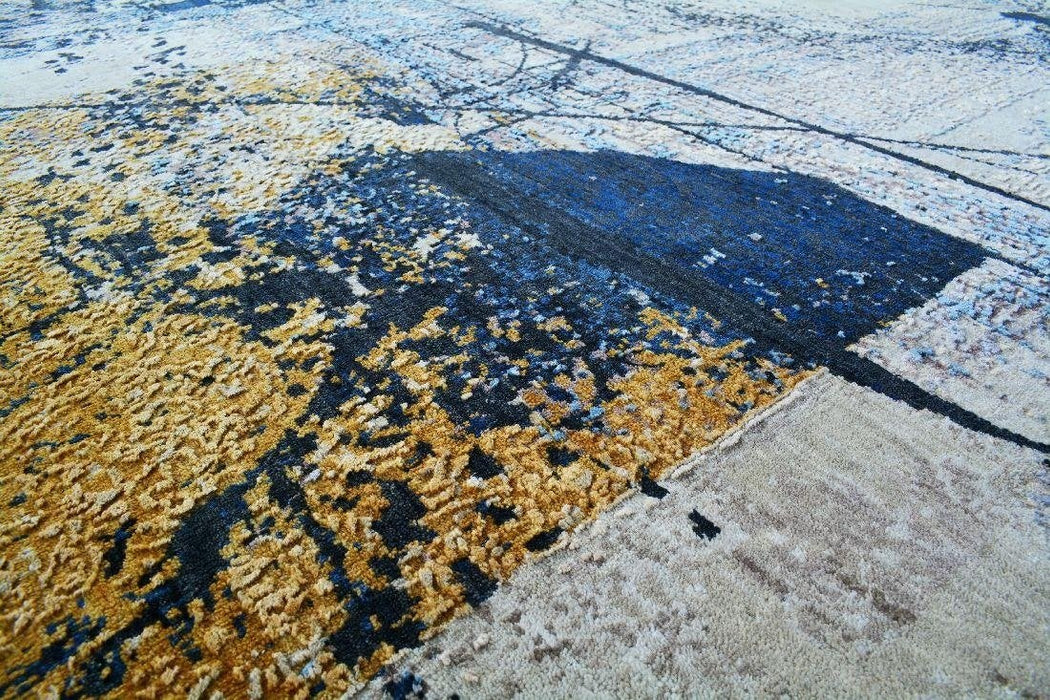 Architect 9x12 Beige/Midnight Blue Wool and Silk