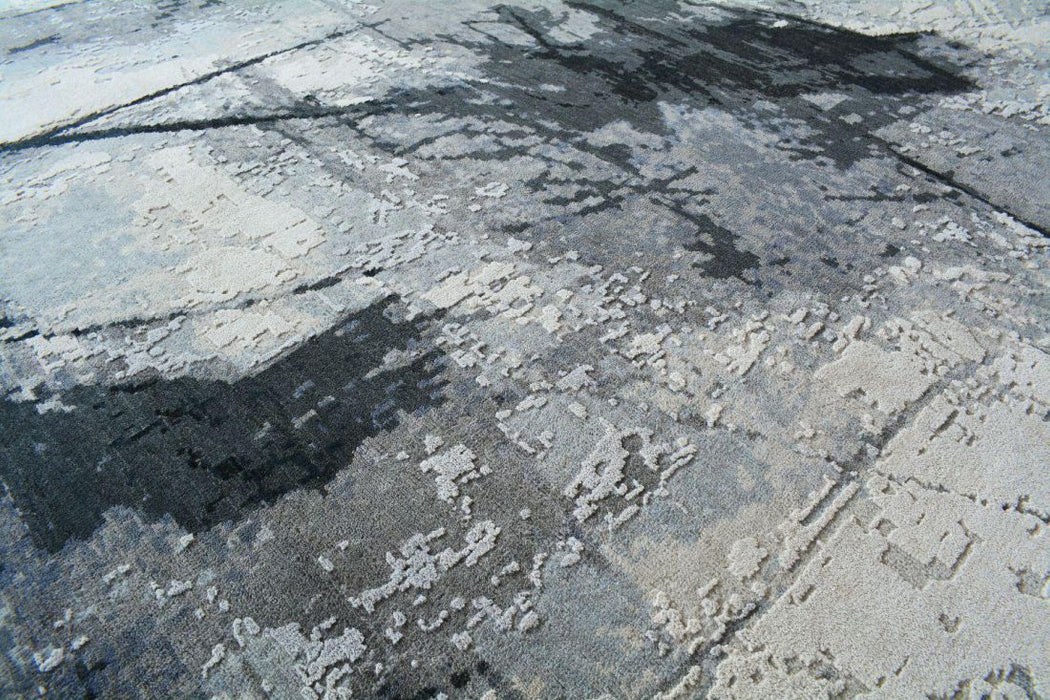 Eureka 9x12 Grey/Blue/Ivory Wool and Silk