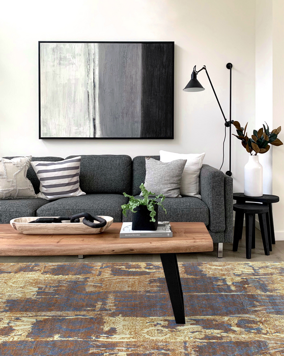 Urbane 6x9 Blue/Gold Wool and Silk