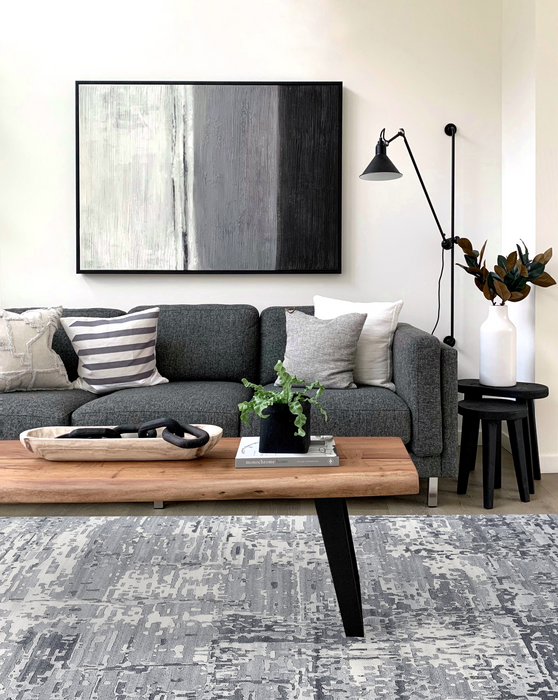 Marble 6x9 Grey/Off-White Wool and Bamboo Silk