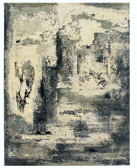 Colours of Life 4x6 Grey/Black Wool and Silk